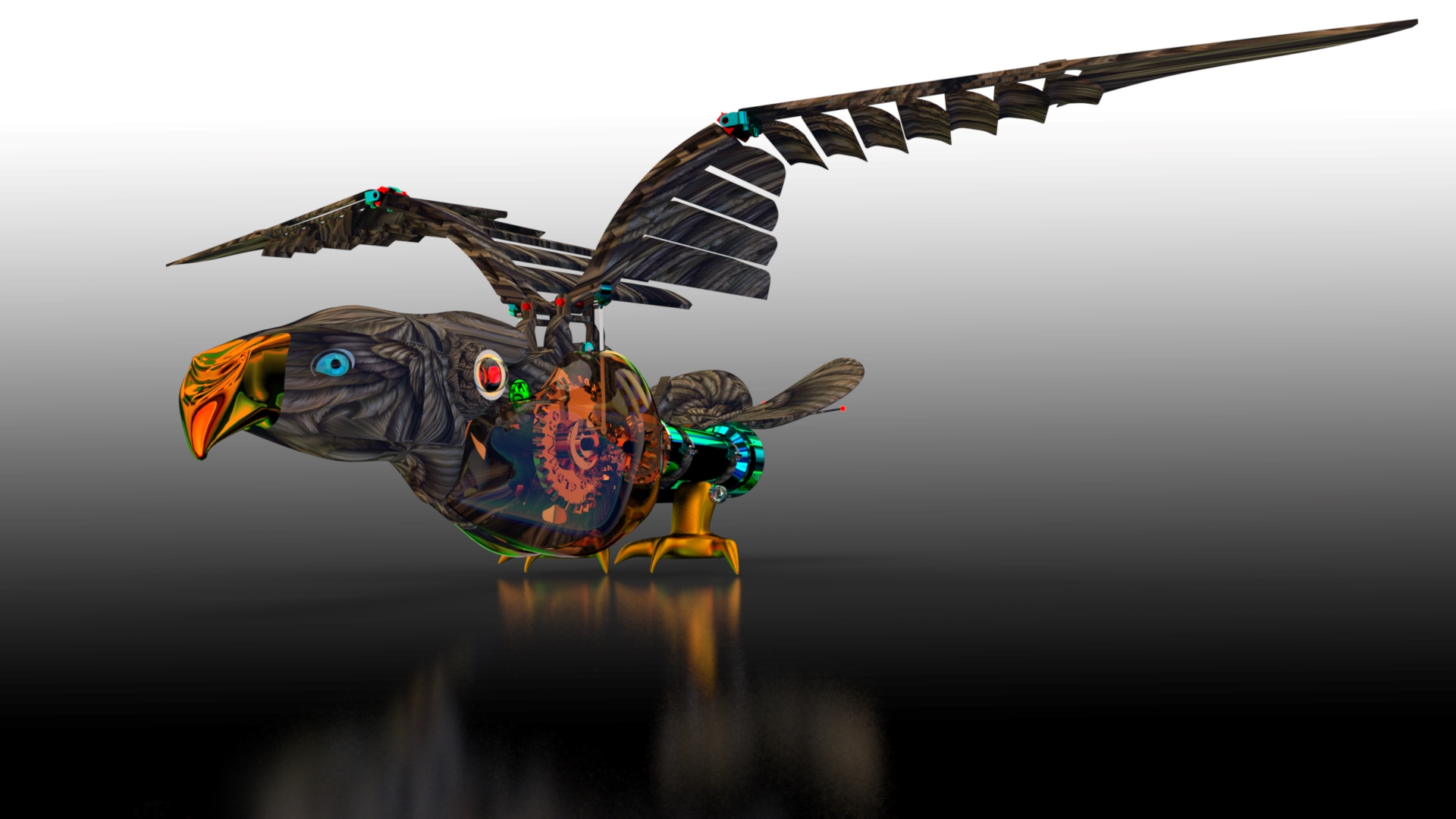 mechanical bird机械扑翼飞鸟机构3D图纸 Solidworks设计